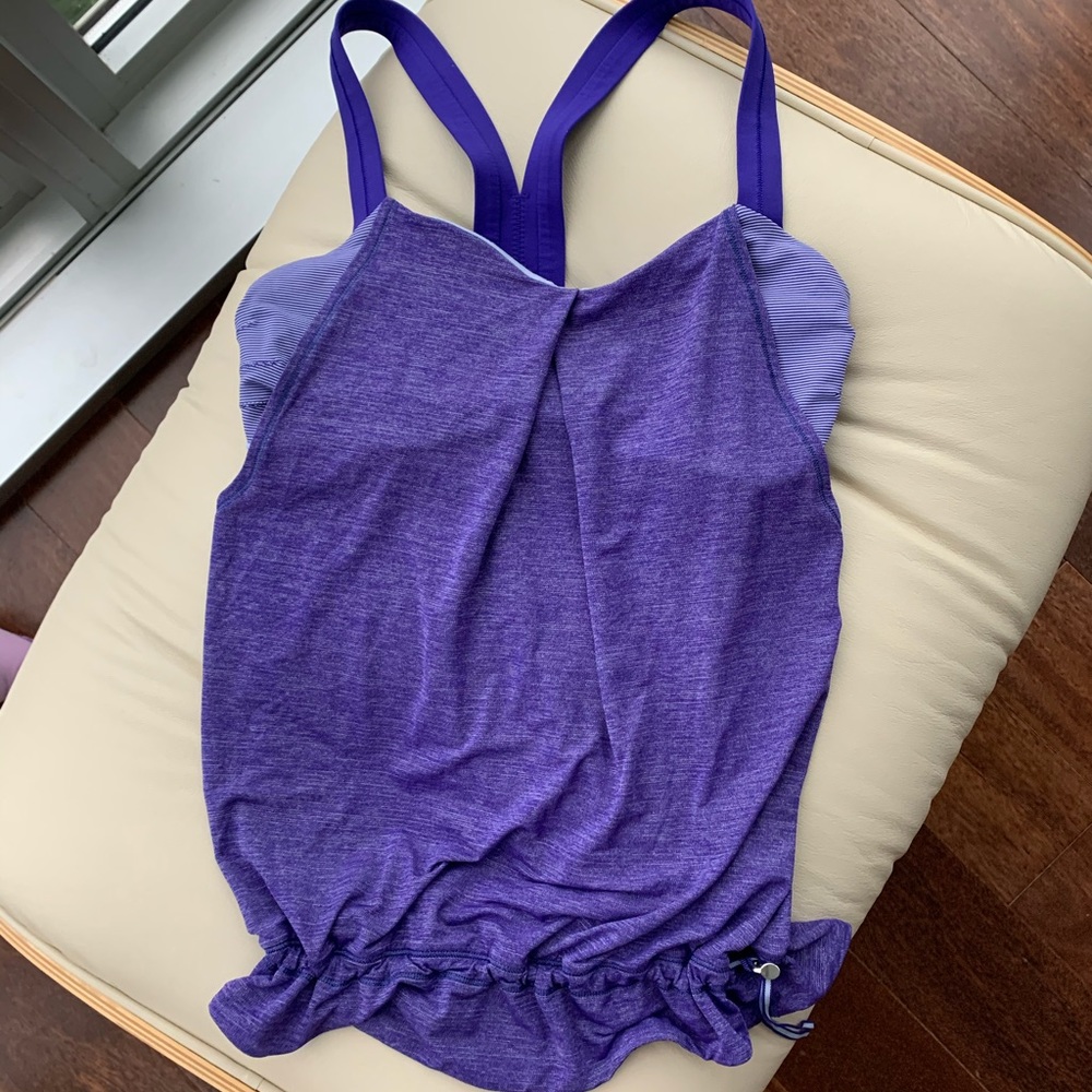 Lululemon Purple Striped Drawstring Tank Sz 8